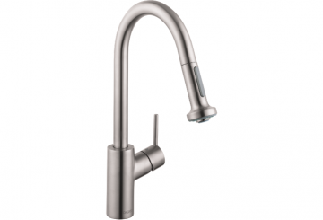 Single lever kitchen mixer 220, installation in front of a window, pull-out spray, 2jet, sBox
